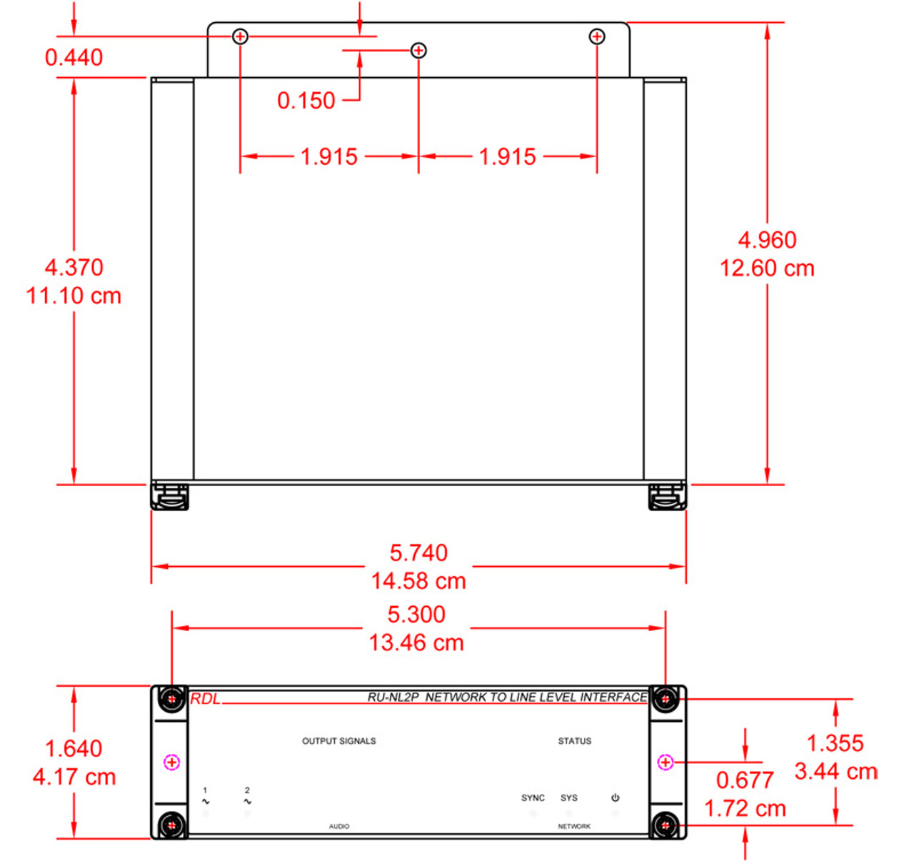 RDL RU-NL2P Network to Line-Level Interface (Two-Channel, PoE) (RU-NL2P)