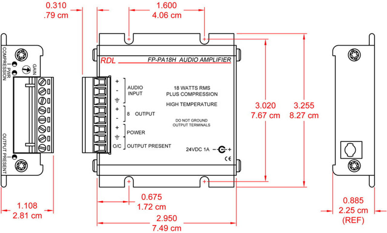 RDL FP-PA18H 18W Mono Hi-Temp Audio Amplifier (FP-PA18H)