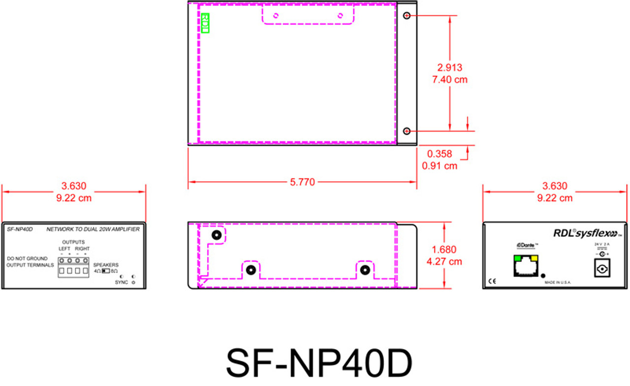 RDL SF-NP40D Network to 40 W Stereo Power Amplifier (SF-NP40D)