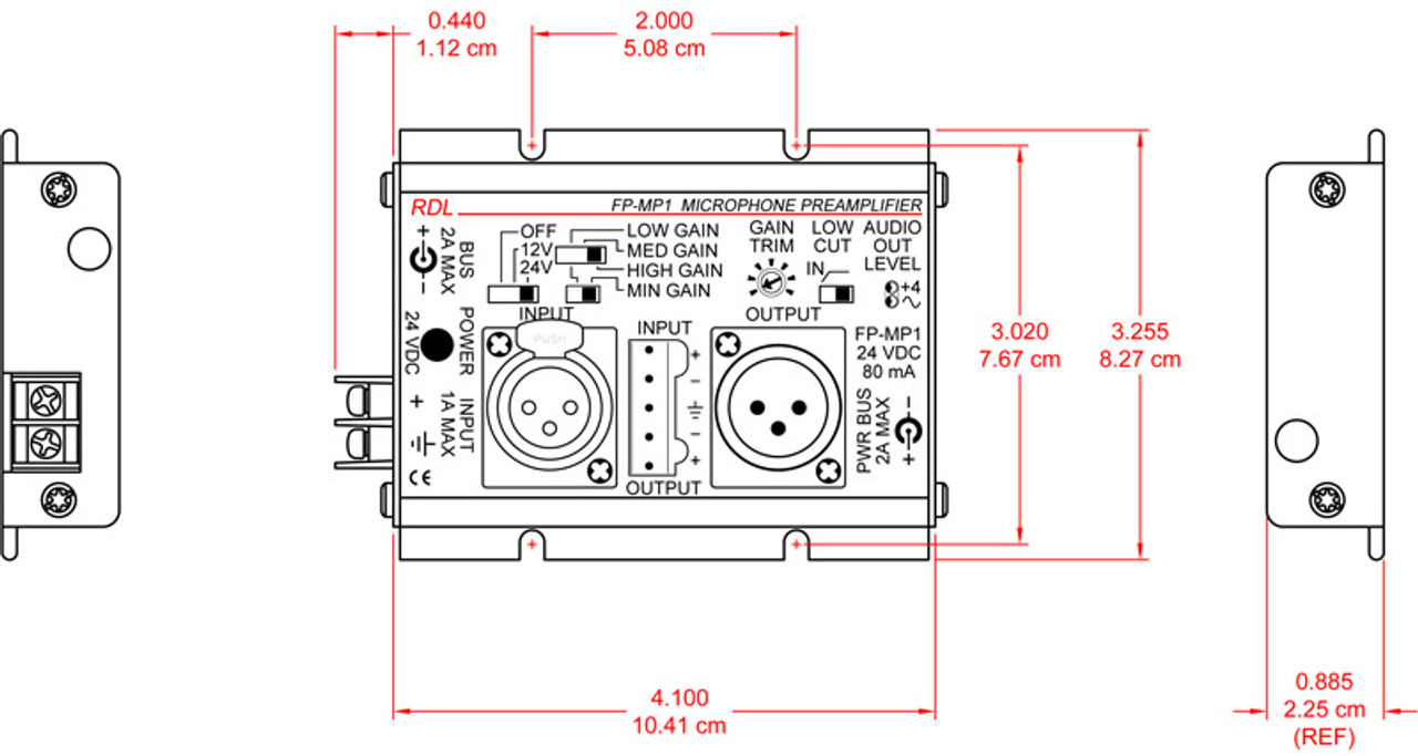 RDL FP-MP1 Studio Quality Microphone Preamplifier with Phantom - Terminal Block & XLR (FP-MP1)