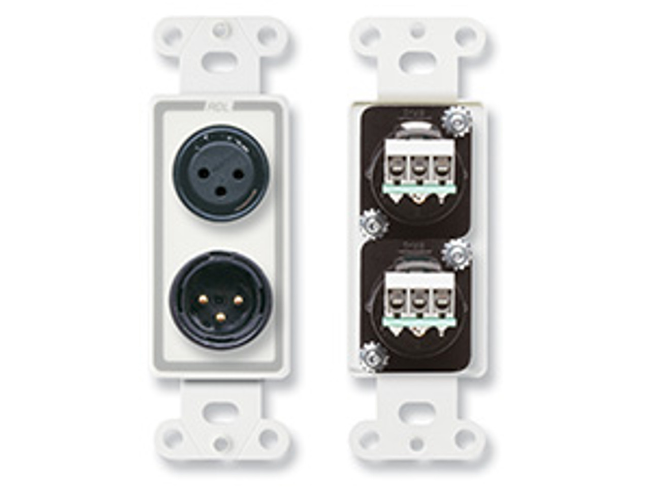 RDL D-XLR2 Decora Wall Plate with XLR 3-Pin Female & 3-Pin Male Connectors (D-XLR2)