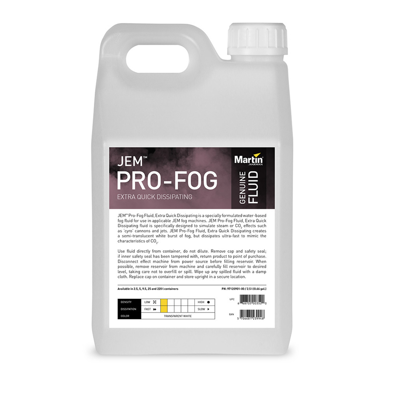 Martin Lighting JEM Pro-Fog Fluid, Extra Quick Dissipating Premium Fog Fluid (97120902)