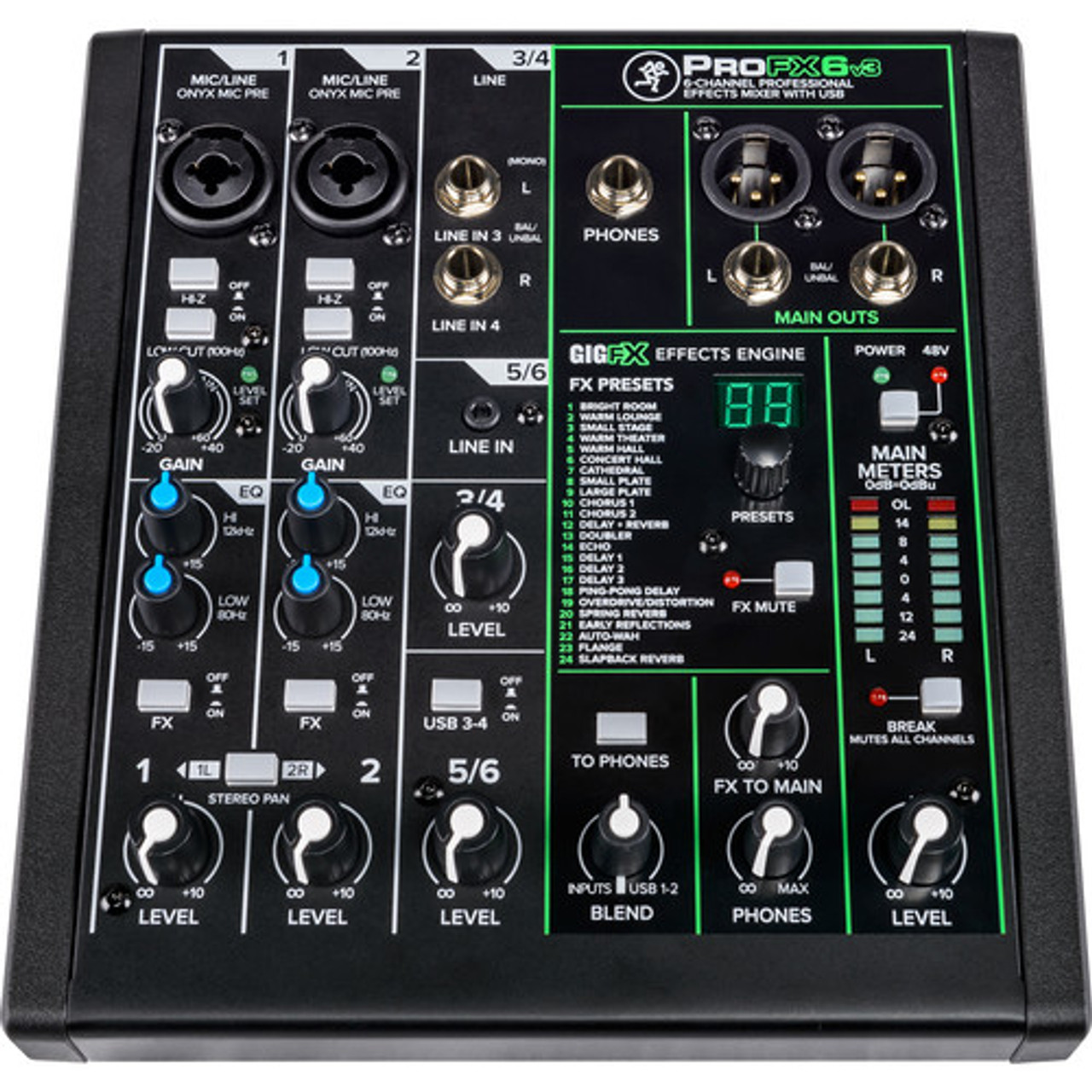 Mackie PROFX6V3 6-Channel Sound Reinforcement Mixer with Built-In FX (PROFX6V3)