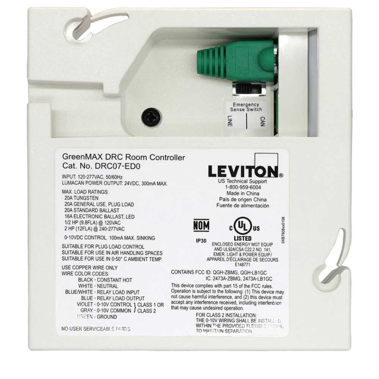 Leviton DRC07-E30 GreenMAX® DRC, Room Controller, LED Controller, Line Voltage, 347VAC, Lumina RF, ZigBee, WiFi (DRC07-E30)
