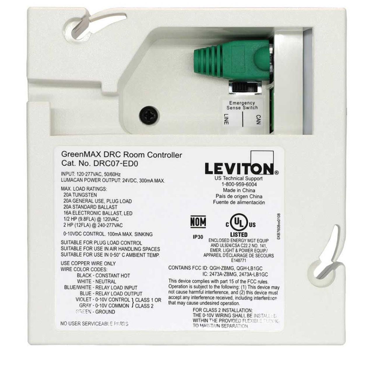 Leviton DRC07-ED0 GreenMAX® DRC, Room Controller, LED Controller, Line Voltage, 120-277VAC, Lumina RF, ZigBee, WiFi (DRC07-ED0)