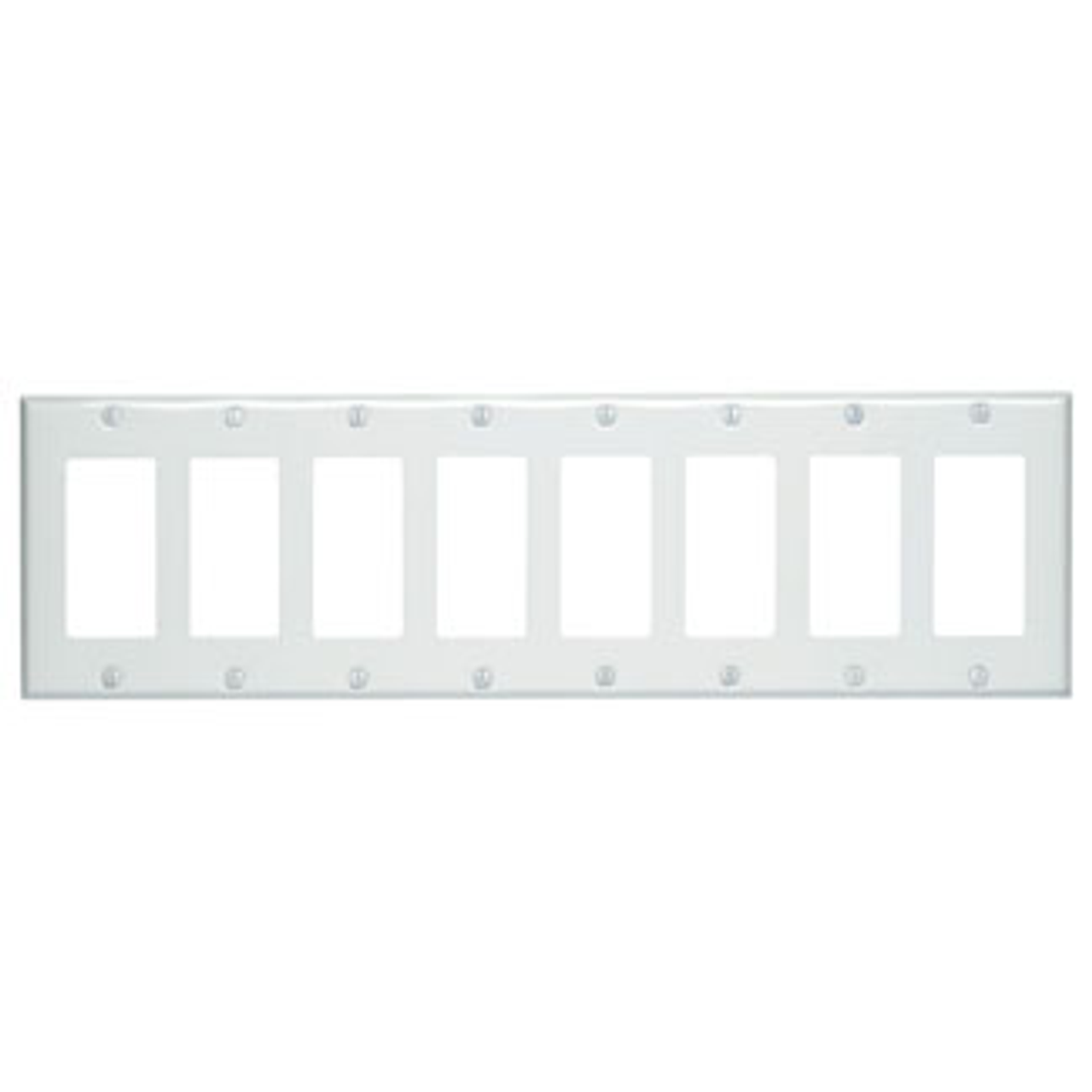 Leviton 80408-00W 8-Gang Decora/GFCI Device Wallplate, Standard Size (80408-00W)