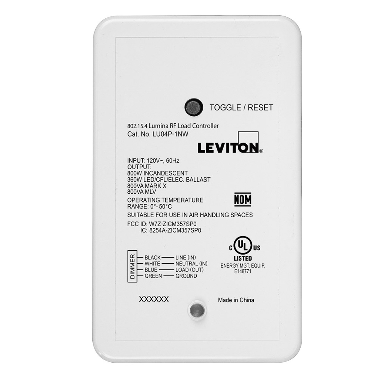 Leviton LU04P-1NW Wireless Load Control Power Pack, Dimming, Phase Cut, 800W (LU04P-1NW)