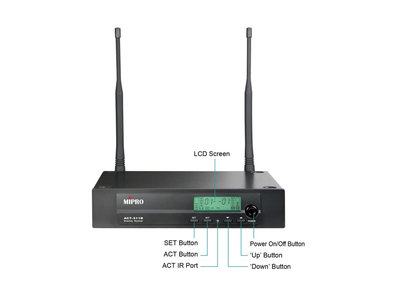 Avlex ACT-311/ACT-32H Half-Rack Single Channel Receiver With Handheld Microphone (ACT-311/ACT-32H)