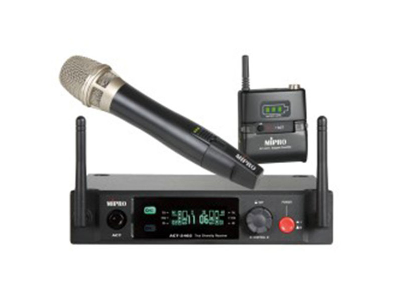 Avlex ACT-2402/ACT-24H&T Half-Rack Dual-Channel 2.4GHz Receiver With Rechargeable Handheld Microphone & Bodypack Transmitter