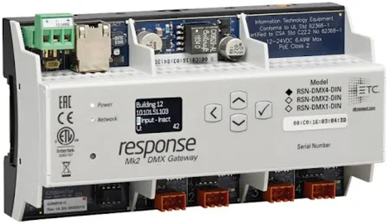 ETC RSN-DMX1-DIN Response Mk2 One-port DMX/RDM DIN Rail Gateway (RSN-DMX1-DIN)