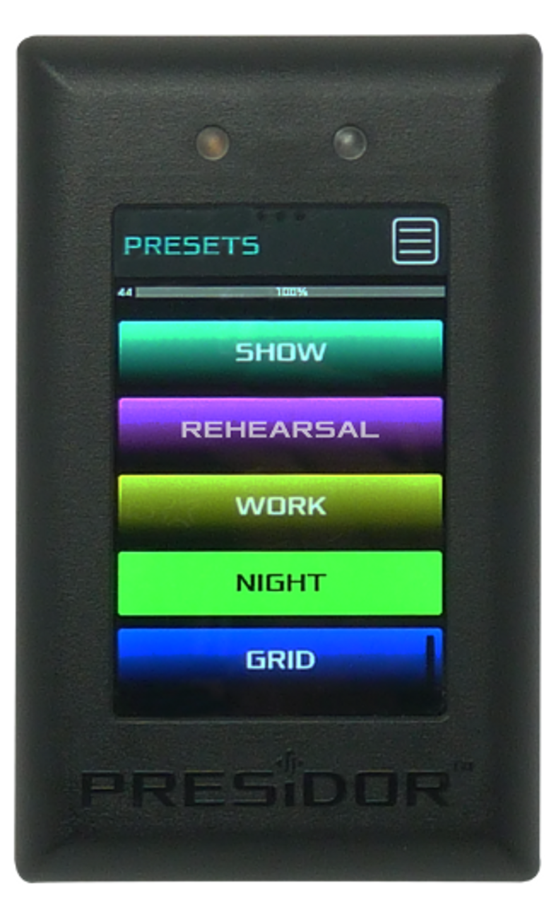 Johnson Systems Presidor™ Wall Stations - 70 Presets - DMX512 Input and Output (PWS-70P-DMX-PBC-B-)