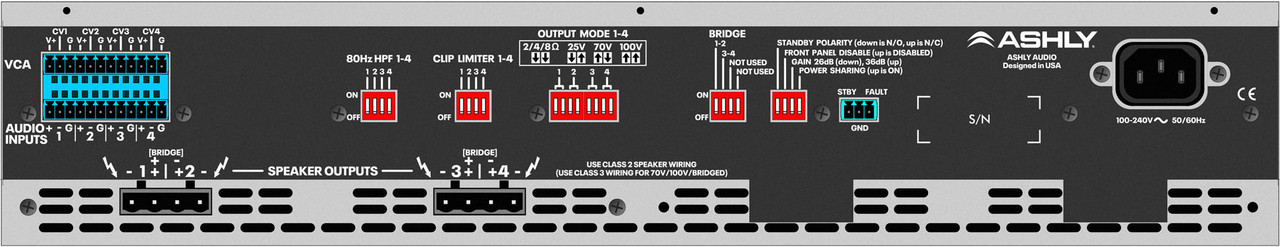 Ashly MA250.4 Four-Channel Multi-Mode Power Amplifier 4 x 250W