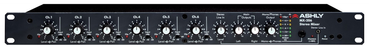 Ashly MX-206 Analog Mixer 6 Input Stereo Microphone