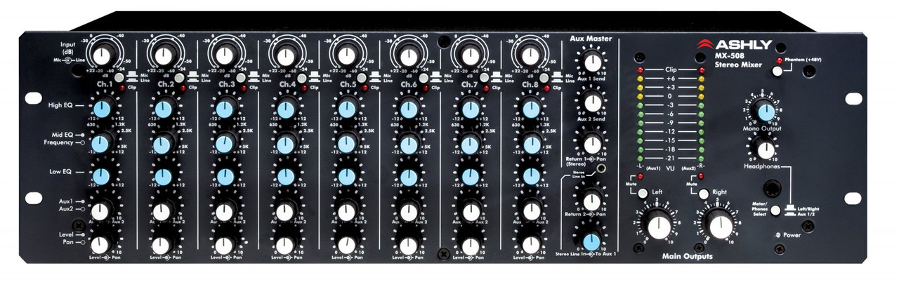 Ashly MX-508 Analog Mixer 8 Input Stereo With EQ & Sends - GoKnight
