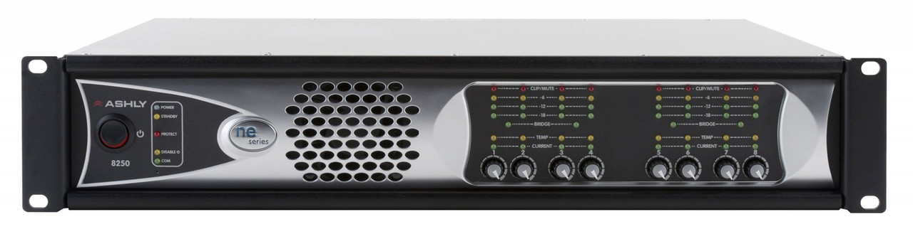 Ashly ne8250.70bc Network Power Amplifier 8 x 250W @ 70V With CobraNet & OPDAC4 Option Cards