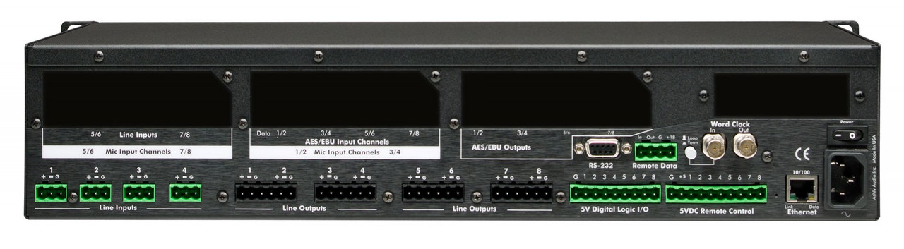 Ashly ne4800ms Network Enabled Protea DSP Audio System Processor 4-In x 8-Out With 4-Channel Mic Pre Inputs & 8-Channel AES3 Outputs