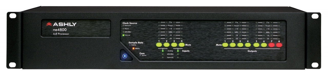 Ashly ne4800msd Network Enabled Protea DSP Audio System Processor 4-In x 8-Out With 4-Channel Mic Pre Inputs & 8-Channel AES3 Outputs & Dante Network Card