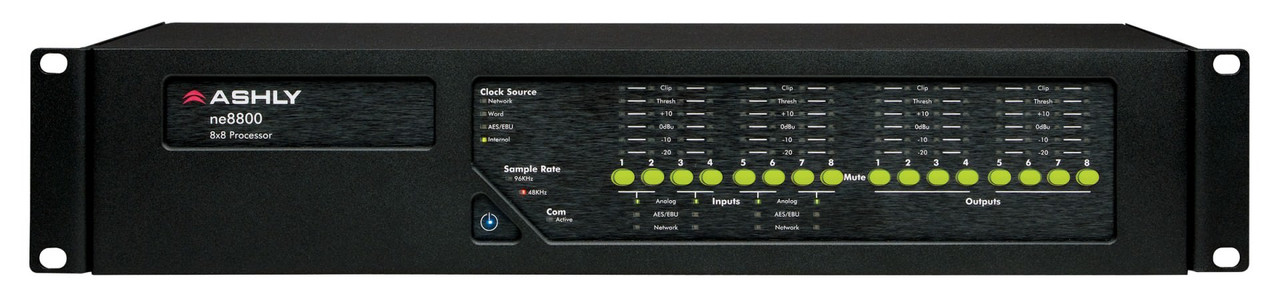 Ashly ne8800mmc Network Enabled Protea DSP Audio System Processor 8-In x 8-Out With 8-Channel Mic Pre Inputs & CobraNet Network Card