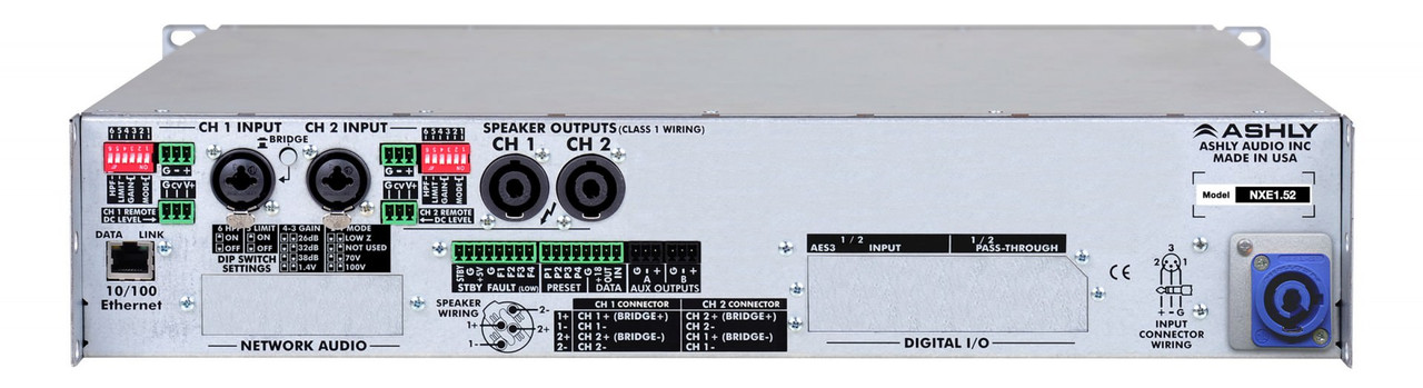 Ashly nXe1.52bc Network Multi-Mode Amplifier 2 x 1.5KW With CobraNet & OPDAC4 Option Cards