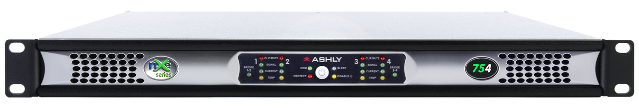 Ashly nXe754bd Network Multi-Mode Amplifier 4 x 75 Watts With Dante & OPDAC4 Option Cards
