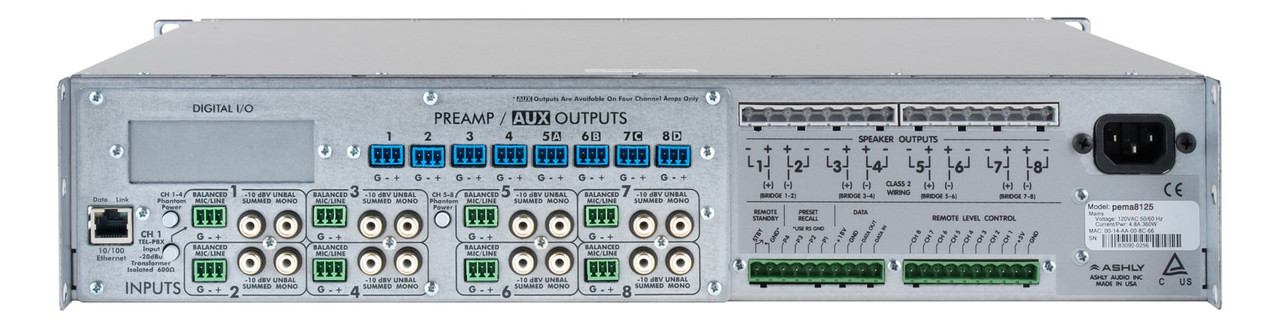 Ashly pema8125.70 Network Power Amplifier 8 x 125W @ 70V
