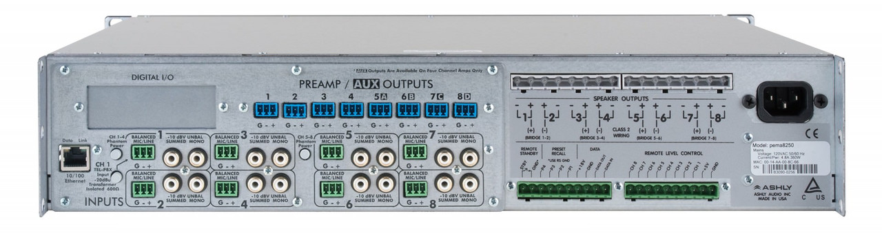 Ashly pema8250.25 Network Power Amplifier 8 x 250W @ 25V