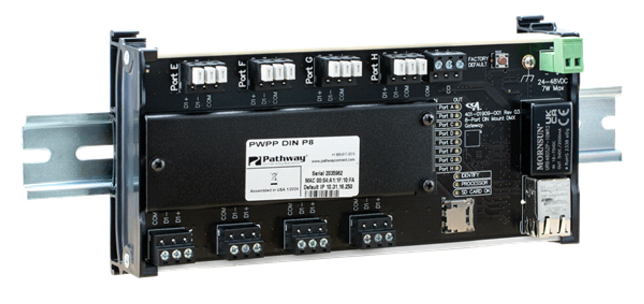 Pathway Connectivity PWPP DIN P8 Pathport DIN-Mount DMX/RDM Ethernet Gateway (8 Port) (PWPP DIN P8)