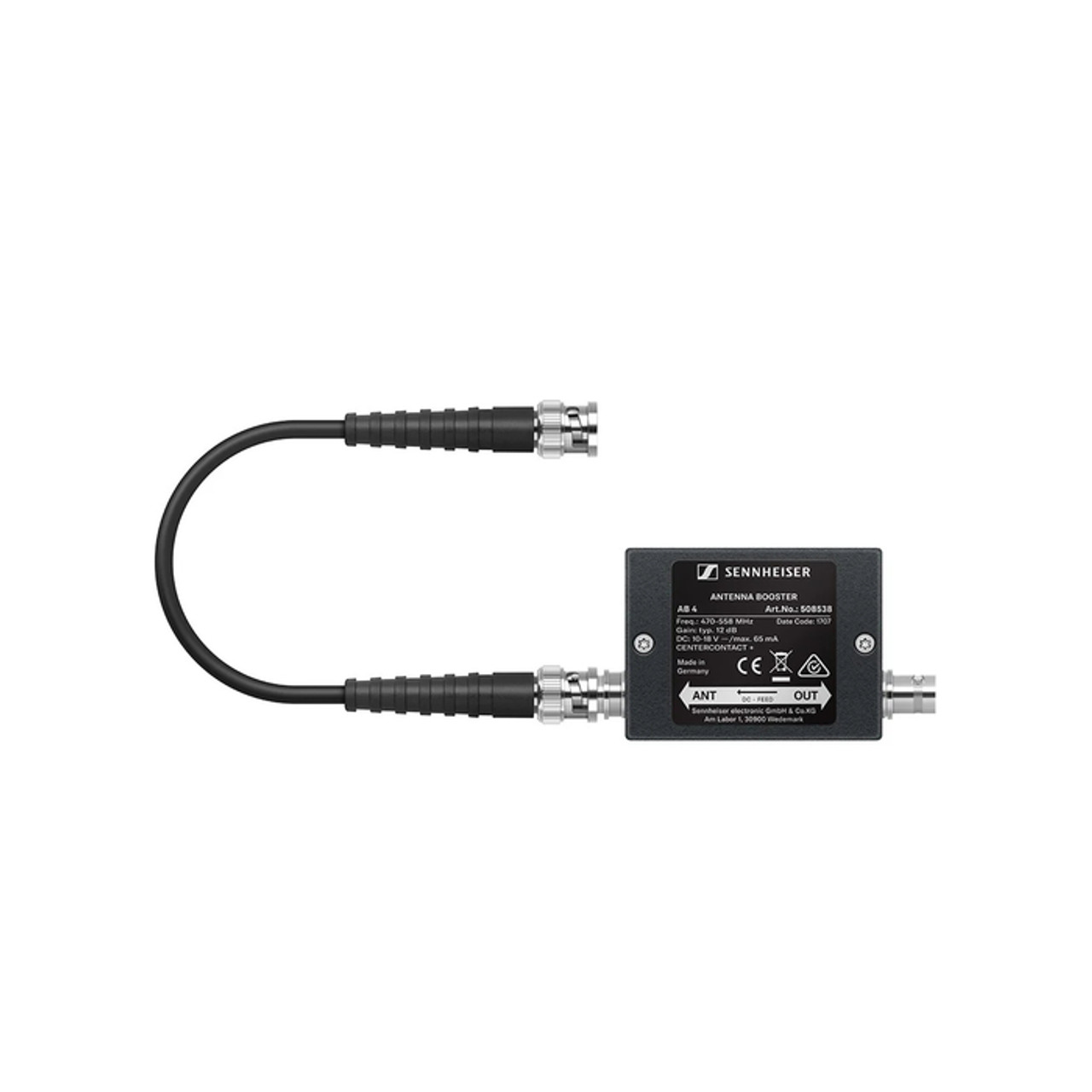 Sennheiser AB 4 Filtered Inline +12dB Antenna Booster with BNC Connectors (AB 4-AW+-)