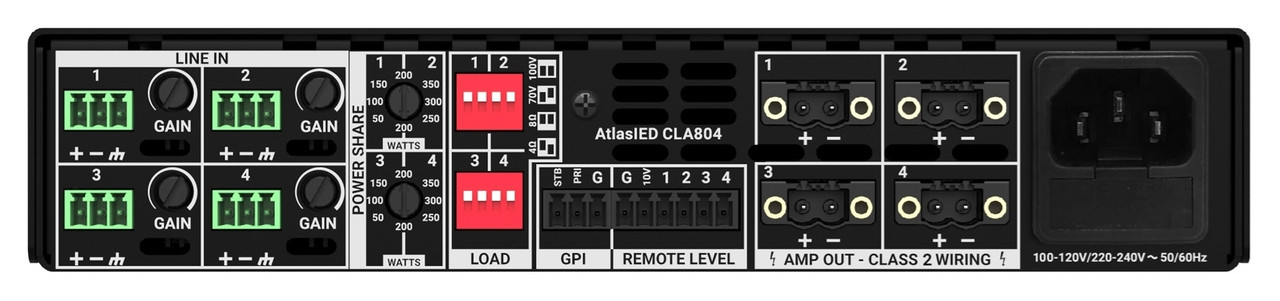 Atlas Sound CLA804 800-W Four Channel Multi Impedance Power Share Amplifier (CLA804)