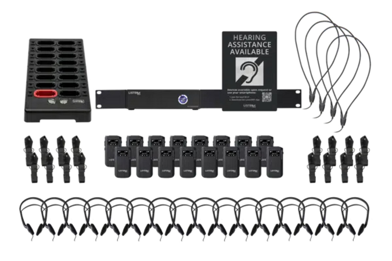Listen Technologies LWS-16-A1-D 2 Channel Wi-Fi System with 16 Receivers (Dante) (LWS-16-A1-D)