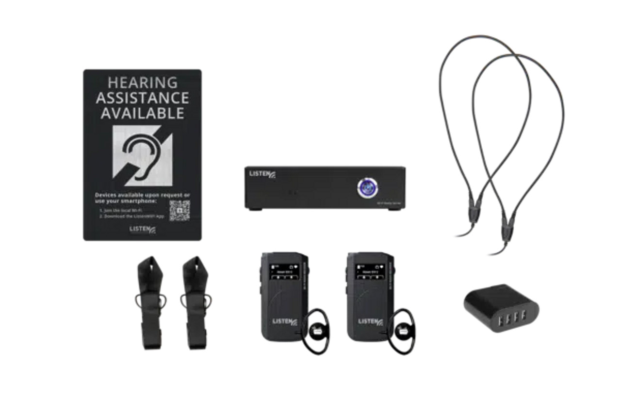 Listen Technologies LWS-02-A1-D 2 Channel Wi-Fi System with 2 Receivers (Dante) (LWS-02-A1-D)