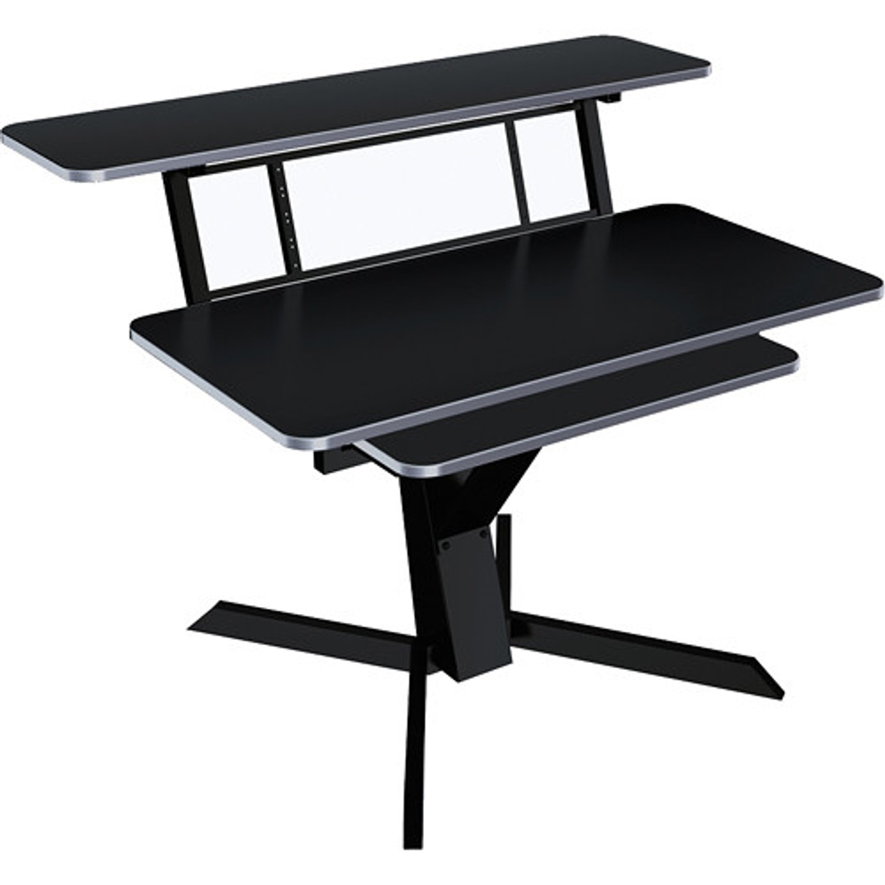 QuikLok Z460BK Triple Shelf Workstation with Black Wood Tops and Pullout Shelf (Z460BK-U)