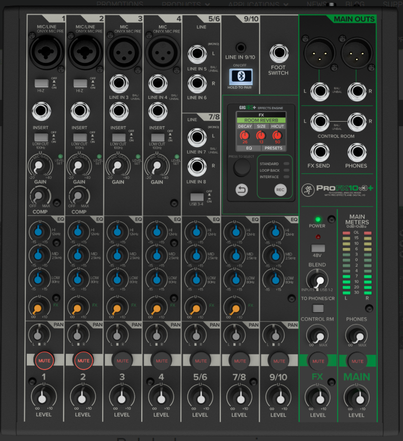 Mackie ProFX10v3+ 10-Channel Analog Mixer (PROFX10-V3-PLUS-U)