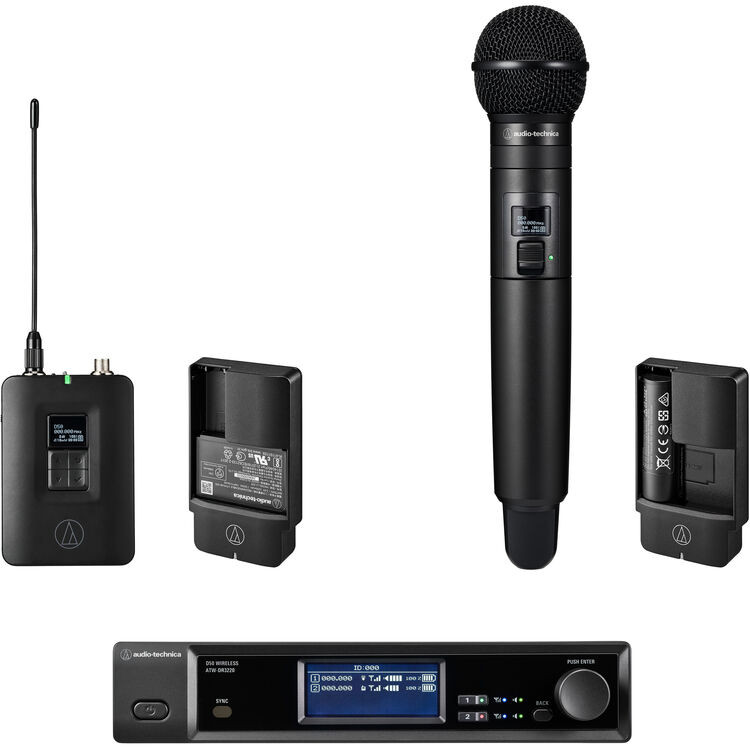 Audio-Technica ATW-D50-DRX-BLH 2-Channel Body-Pack and Handheld System with Lavalier Mic (ATW-D50-DRX-BLH)