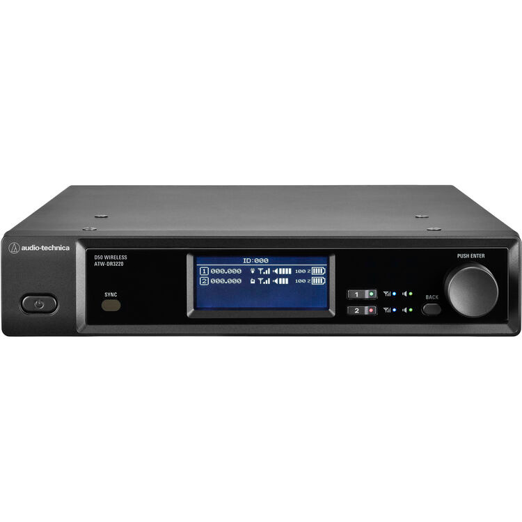Audio-Technica ATW-DR3220LKDF2 D50-Series Dual-Channel Digital Wireless Rackmount Receiver (DF2: 470 to 608 MHz) (ATW-DR3220LKDF2)