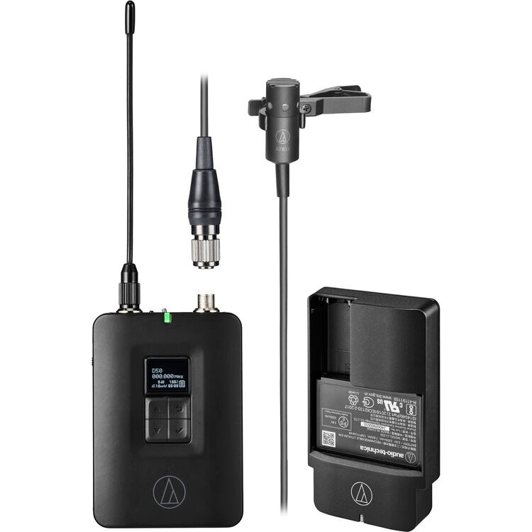 Audio-Technica ATW-DT3201831DF2C D50-Series Wireless Bodypack Transmitter with Cardioid Lavalier Microphone & Charger (DF2: 470 to 608 MHz) (ATW-DT3201831DF2C)
