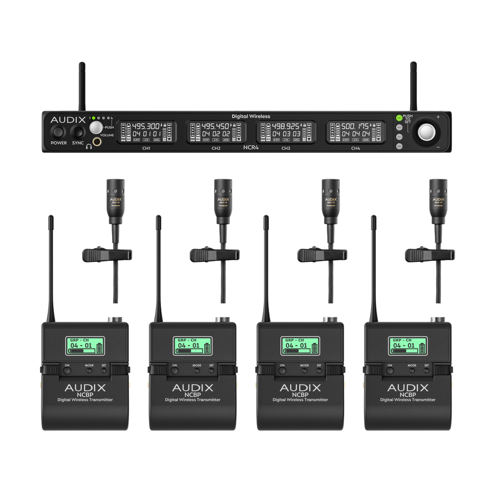 Audix NC4BX10 Novacore Quad-Channel Bodypack Wireless System w/ ADX10 Lavalier Microphones (NC4BX10)
