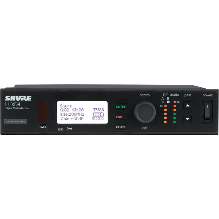 Shure ULXD4GV=-H50 Single-Channel Digital Wireless Receiver with Always-On Encryption (H50: 534 to 598 MHz) (ULXD4GV=-H50)