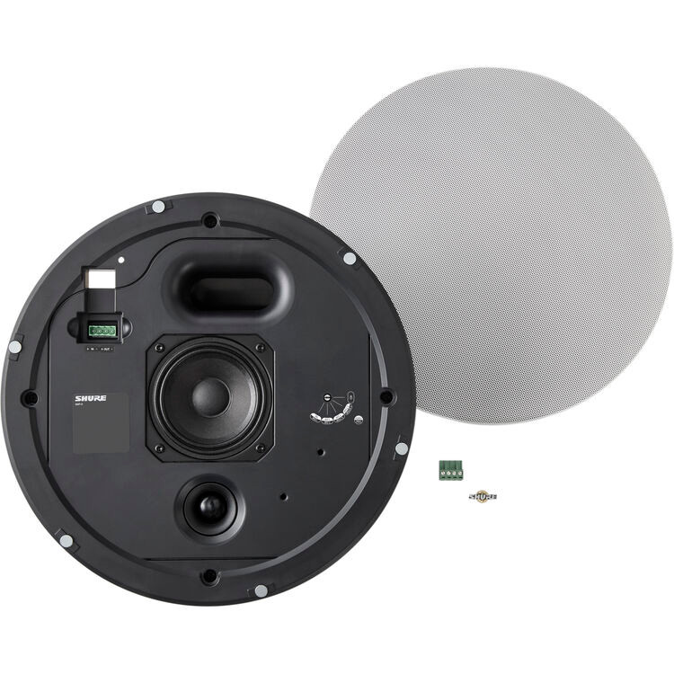 Shure MXP-5W-NCB-V Microflex Passive Ceiling Loudspeaker with New Construction Bracket (White, Single) (MXP-5W-NCB-V)