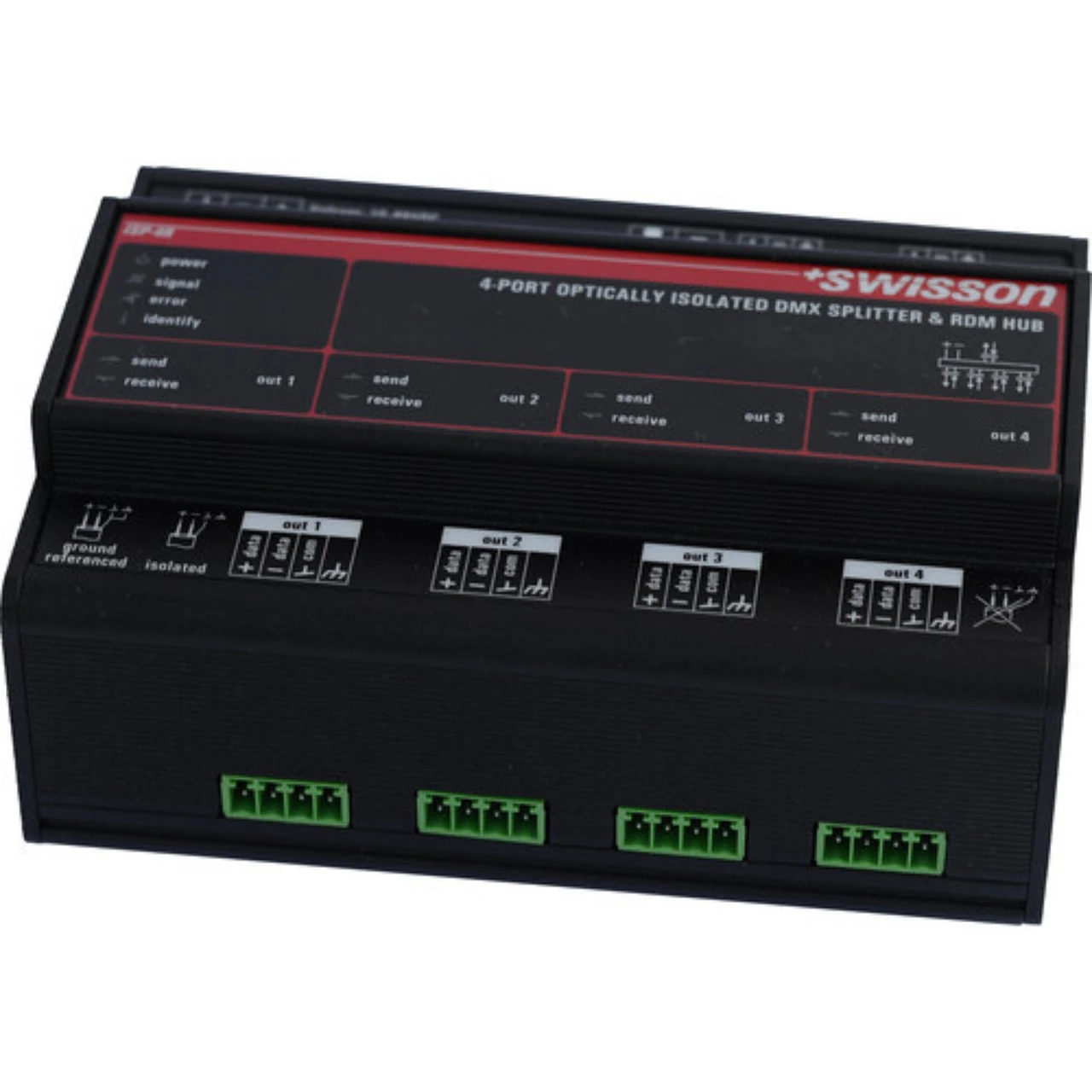 Swisson ISP-4R-RJ45B ISP DIN Rail DMX/RDM Splitter & Booster (RJ45, 4-Output) (ISP-4R-RJ45B)
