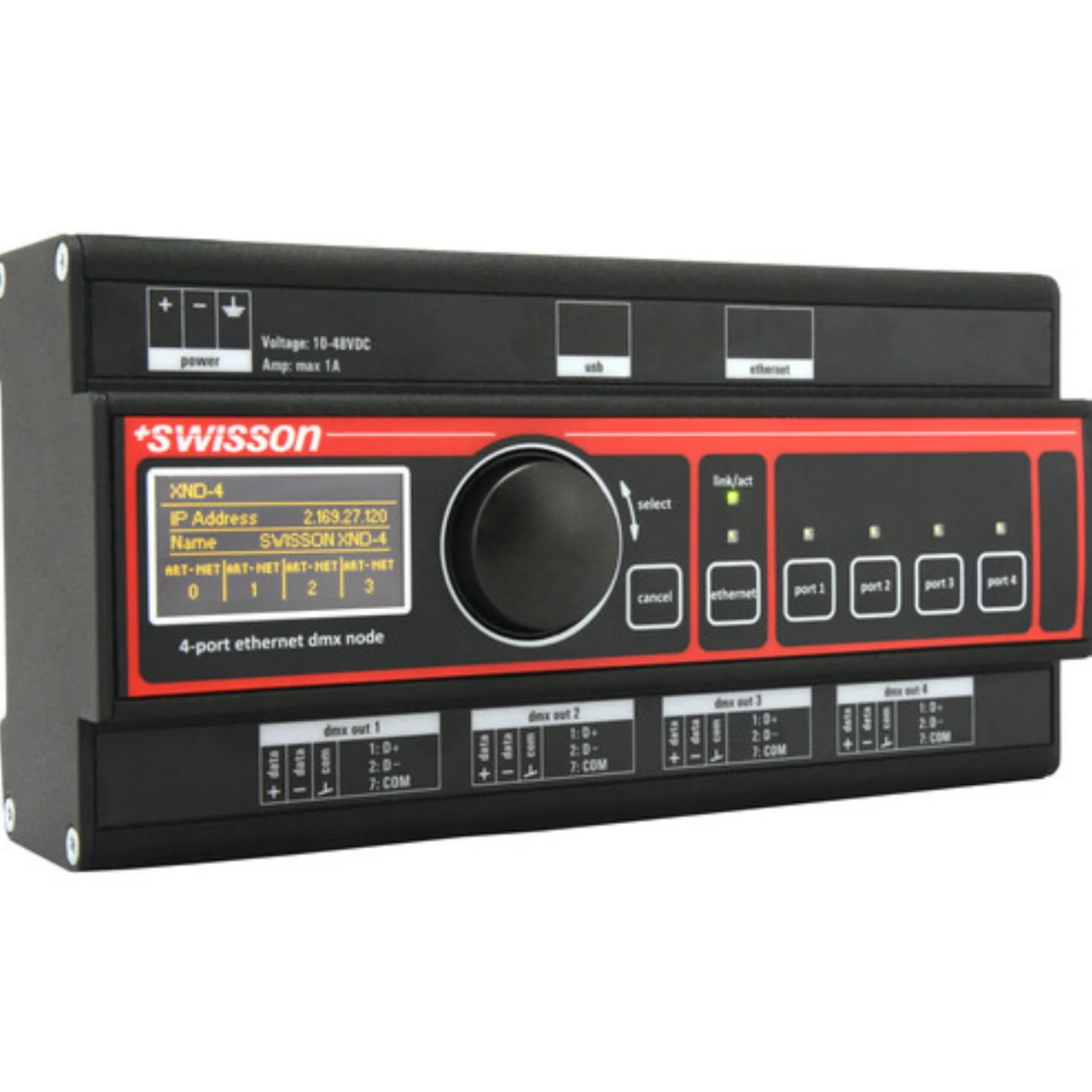 Swisson XND-4D DIN Rail Ethernet Node (RJ45 & Terminal, 4-Port) (XND-4D)