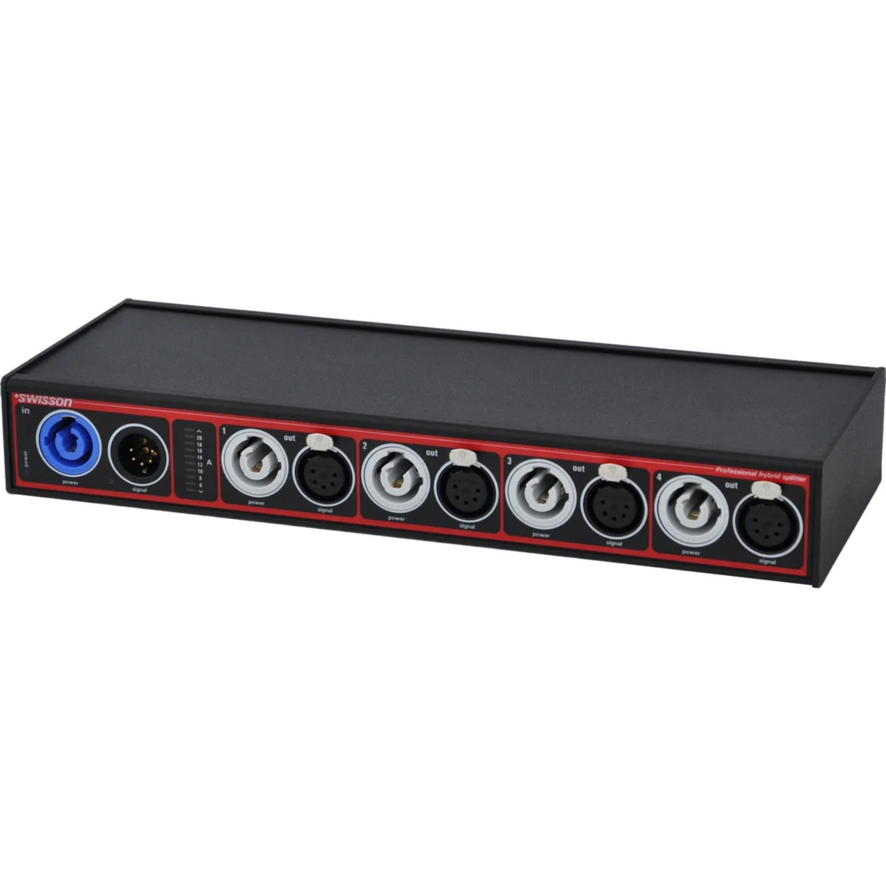 Swisson XSH-3RR-1P4 Hybrid Splitter with Rack Mounting Kit, 3-Pin XLR, DMX & RDM (XSH-3RR-1P4)