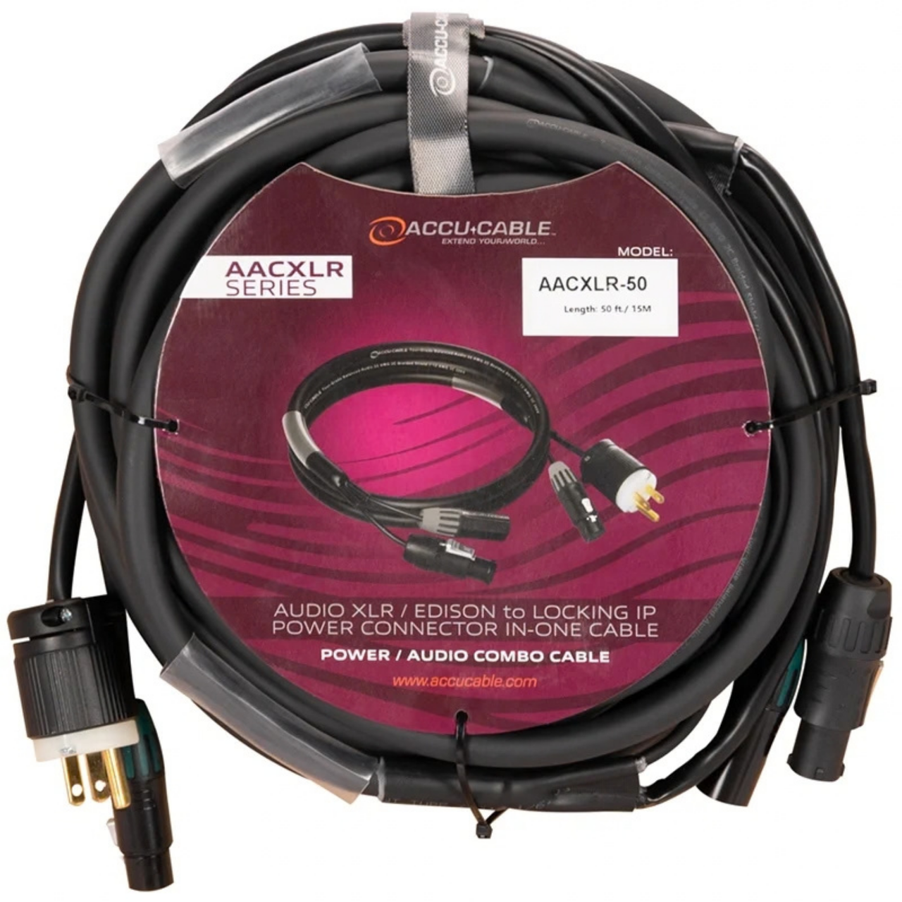 Accu-Cable AACXLR-50 Power/Audio Combo Cable, 50ft (AACXLR-50)