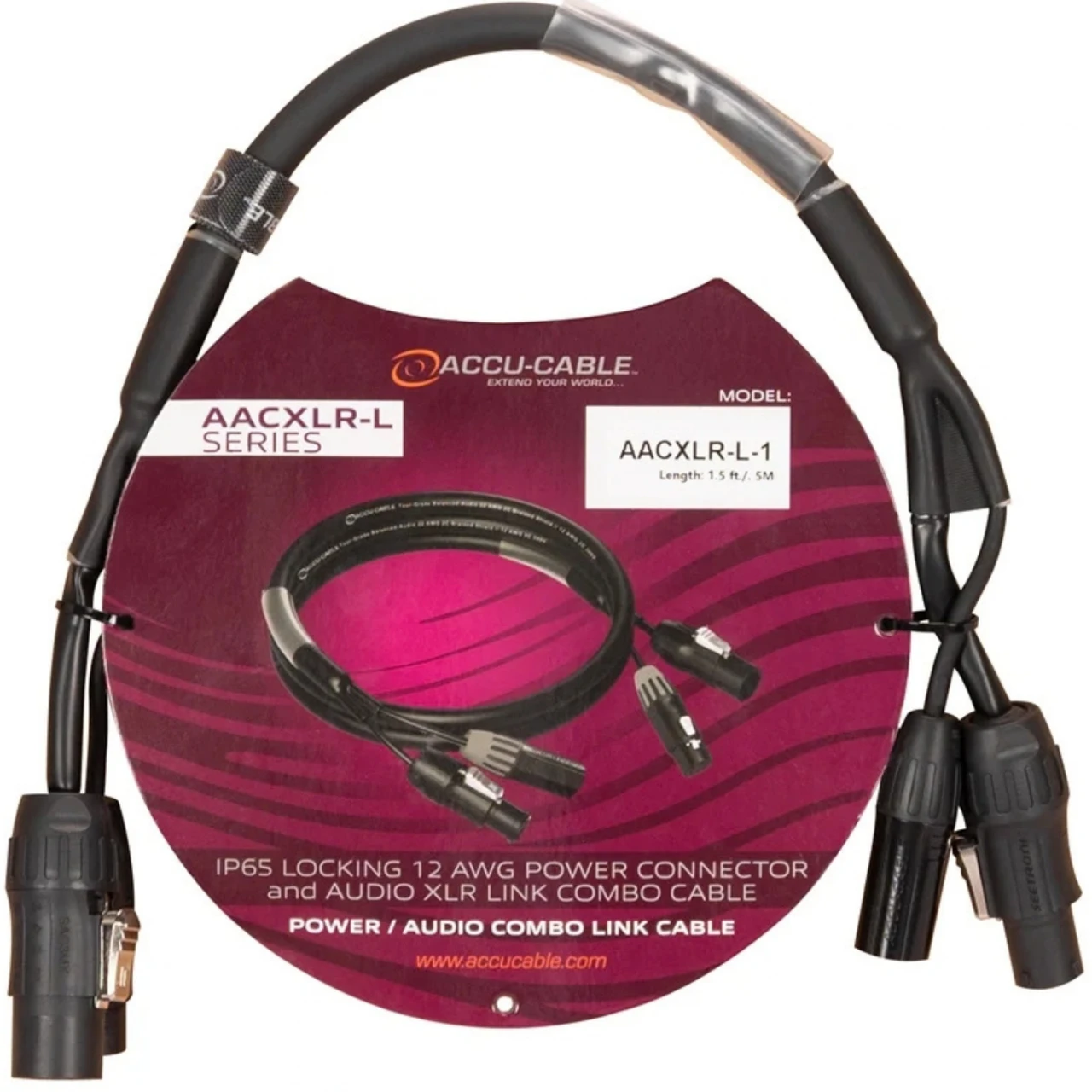 Accu-Cable AACXLR-L-1 Power / Audio Combo Link Cable (1.5') (AACXLR-L-1)
