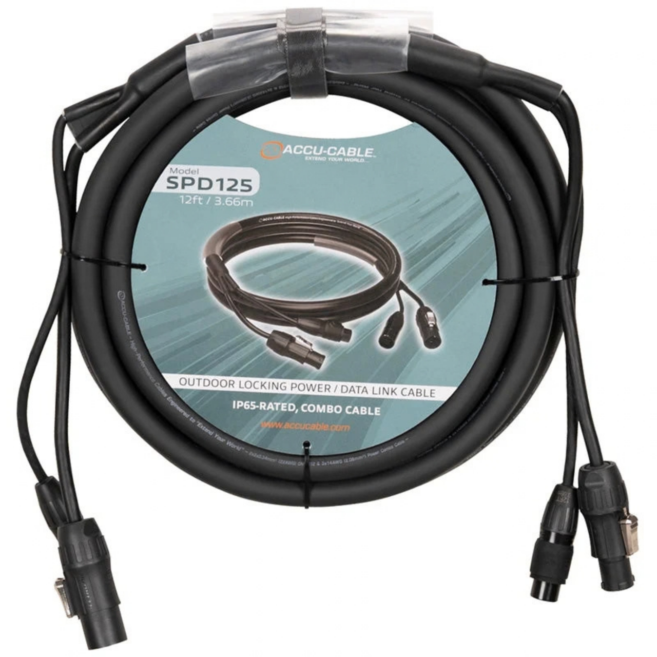Accu-Cable SPD125 IP65-Rated Combo Cable, 12ft. (SPD125)