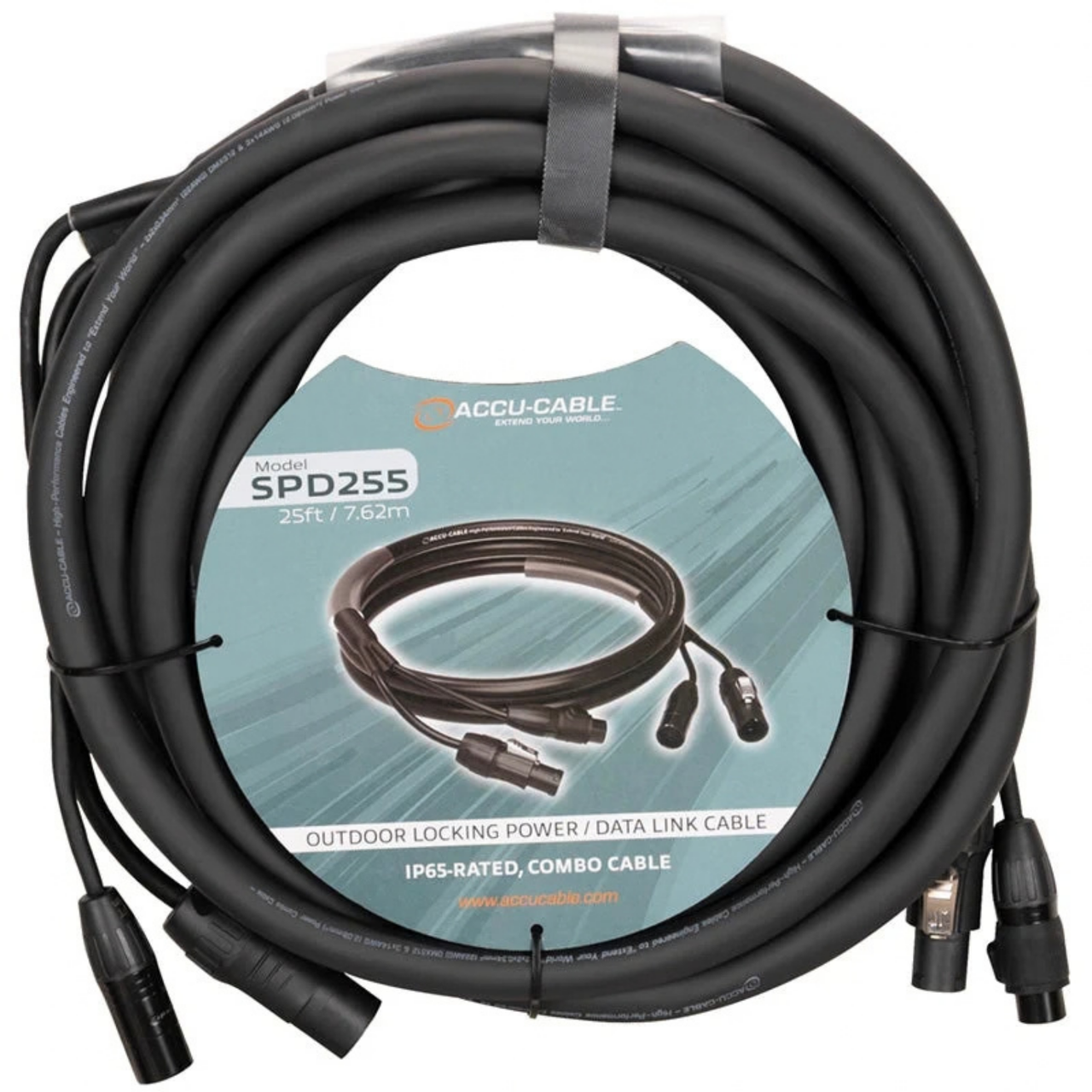 Accu-Cable SPD255 IP65-Rated Combo Cable, 25ft (SPD255)