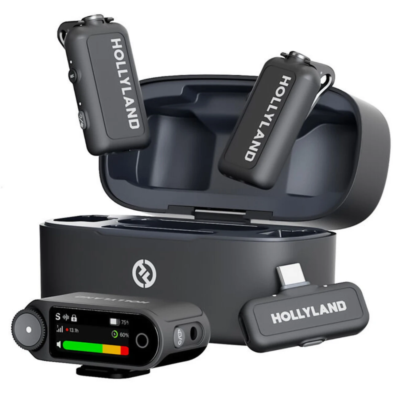 Hollyland LARK MAX 2 Combo 2-Person Wireless Microphone System for Cameras and Mobile Devices (Space Gray, 2.4 GHz) (LARK MAX 2 Combo)