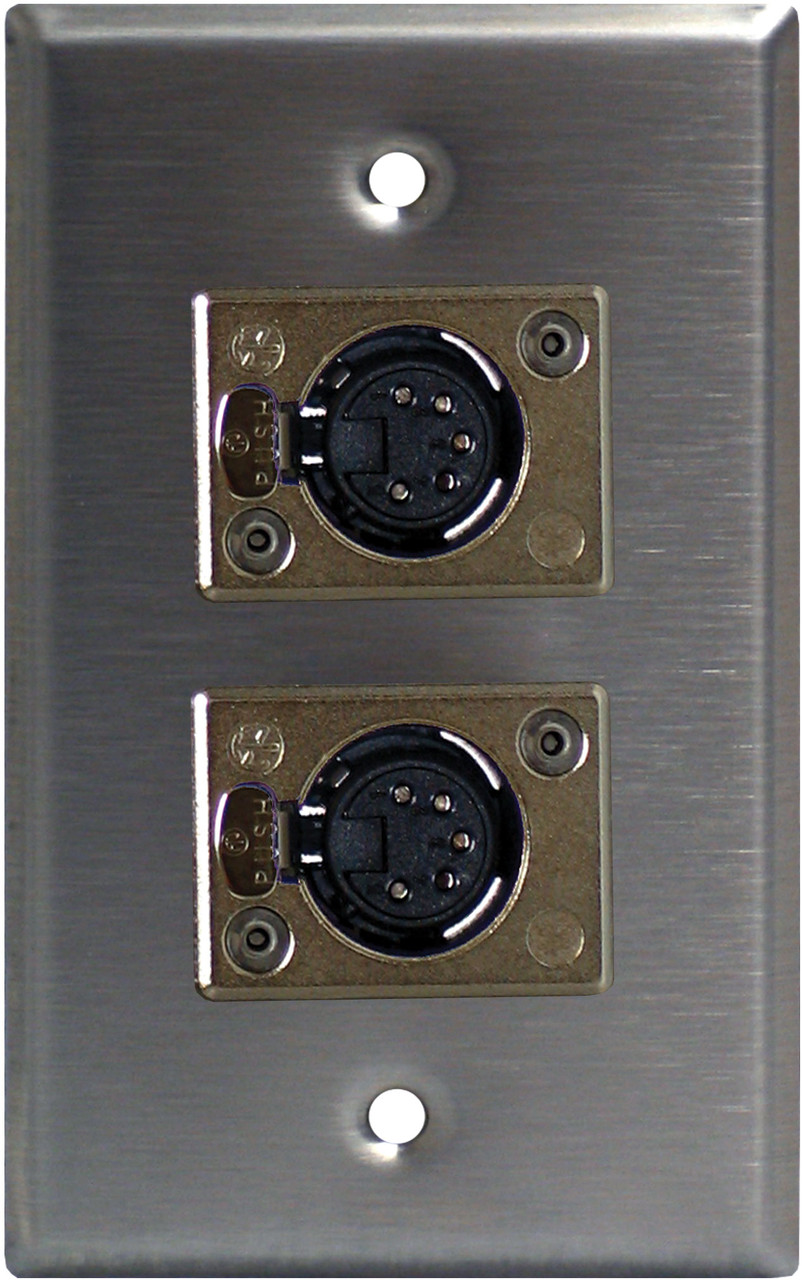 Lightronics CP522 Single Gang Wall Plate with DUAL 5 Pin Female DMX Connectors