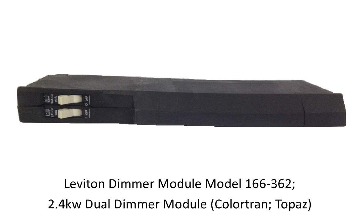Leviton dimmer module model 166-362; 2.4kw dual dimmer module