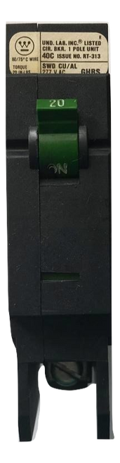 Westinghouse GHBS 1020D controllable breaker, single pole, 20 amp; refurbished Westinghouse GHBS 1020D controllable breaker, single pole, 20 amp; refurbished